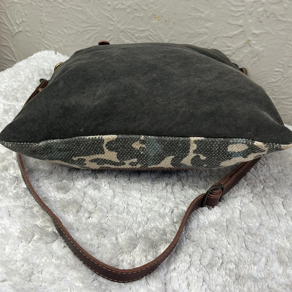 Myra Bag Upcycled Canvas And Leather Crossbody Bag